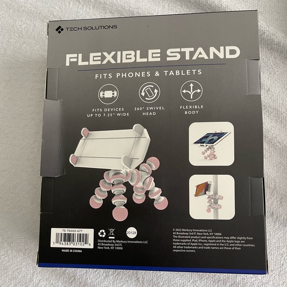 2 for $10! Tech solutions flexible phone stand pink white opened but never used - Picture 2 of 2
